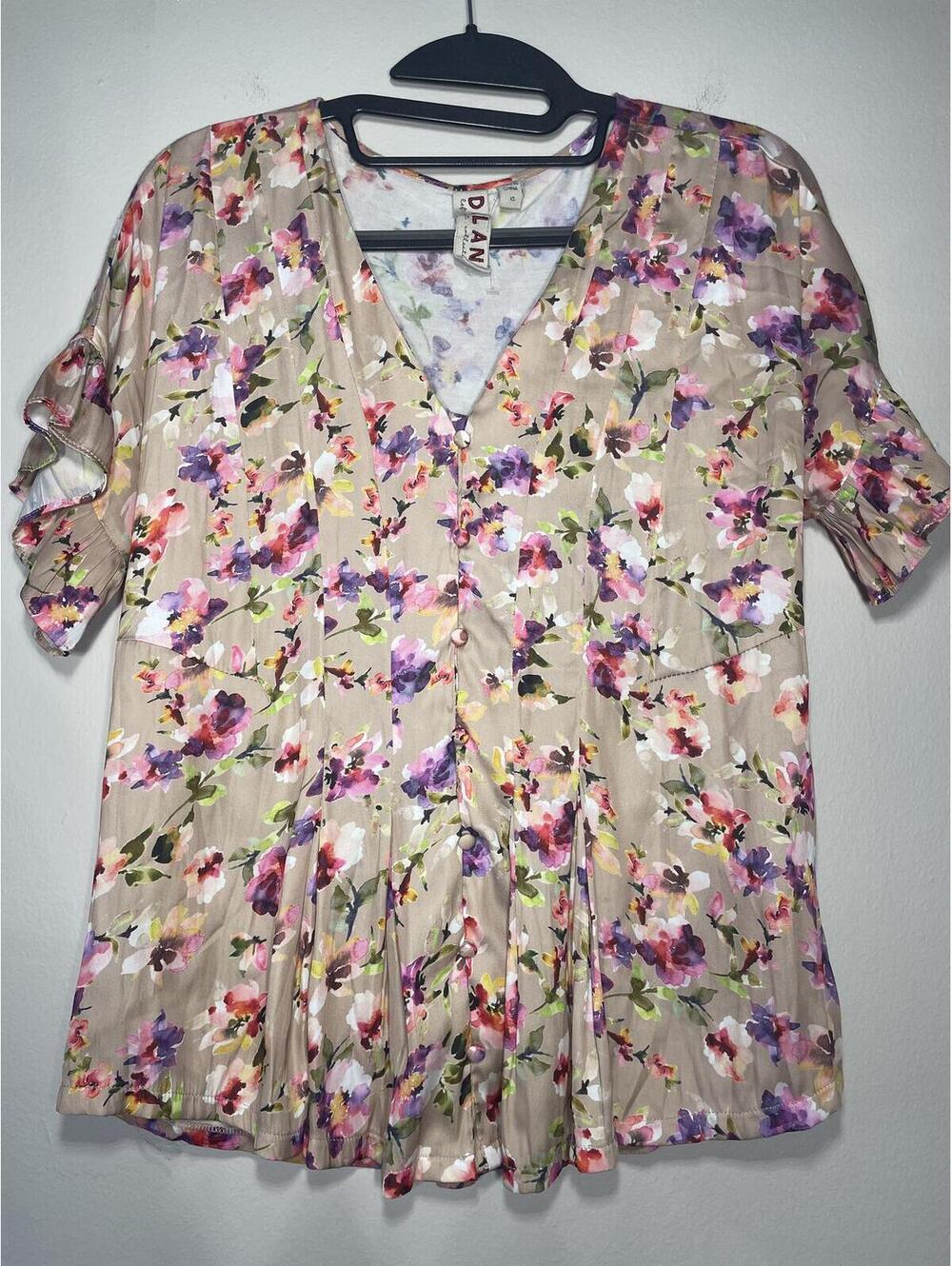 Anthropologie Dolan Mitzi Floral Pleated Blouse XS Garden